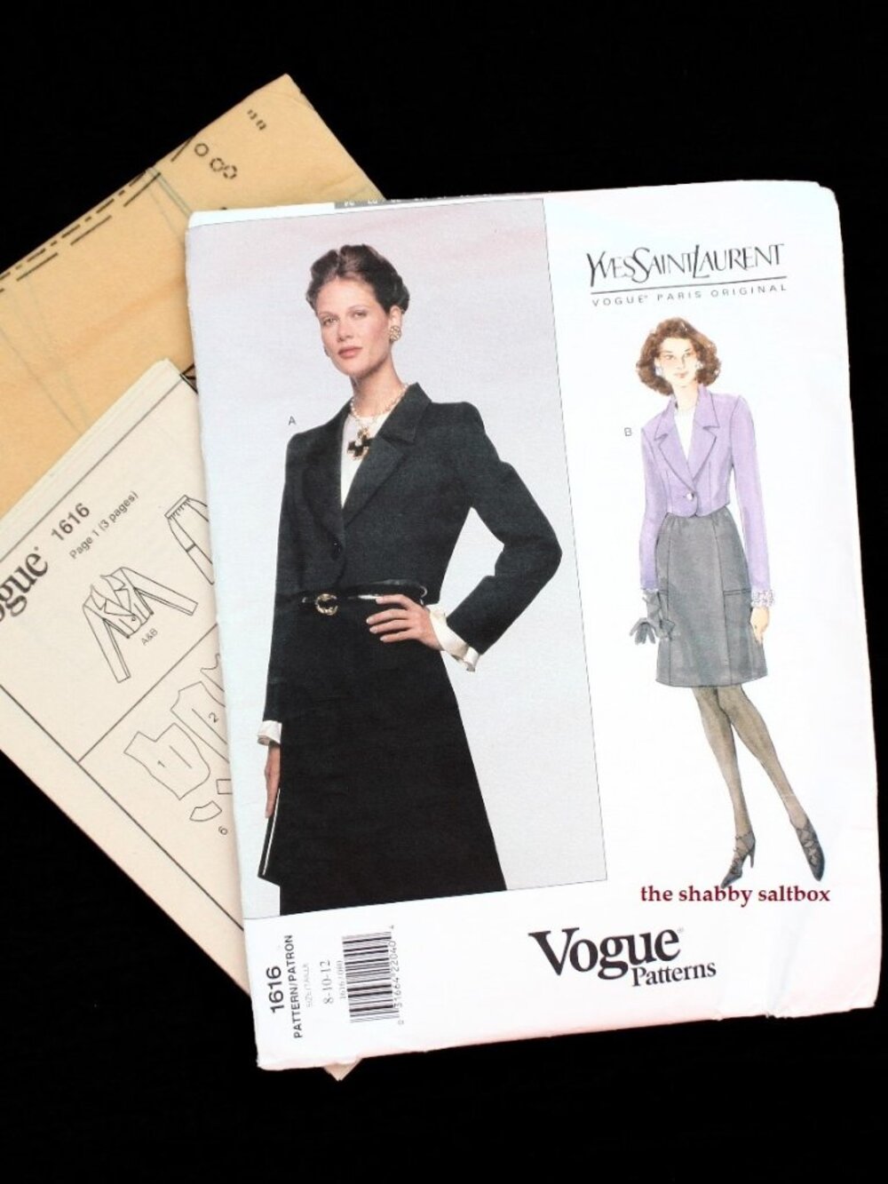 VTG Vogue Yves Saint Laurent 90s Sewing Pattern 8-10-12 Jacket & Skirt FF UNCUT